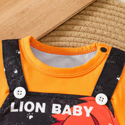 IURNXB Infant Cartoon LION BABY Romper Short Sleeve for Boys Overall One Piece Cute Newborn Outfit Summer 1-18M