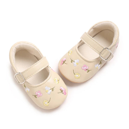 Spring and Summer New Baby Korean Version Flower Embroidered Princess Shoes For Women's Soft Soled Baby Walking Shoes