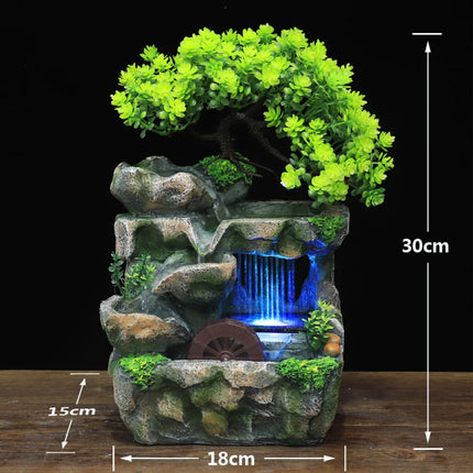 Desktop Small Rockery Simulation Tree Flowing Water Fountain And Rain Scenery for Meditation Yoga Room Creative Decorative
