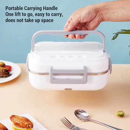 Electric Lunch Box 40W 1.2L 304 Stainless Steel Fast Heating Food Box Portable Lunch Warmer with Fork Spoon for Car Truck Office