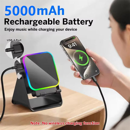 Magnetic Induction Speaker Phone Stand Wireless Bluetooth Phone Holder Amplifier Portable Desk Speaker with RGB Light Super Bass