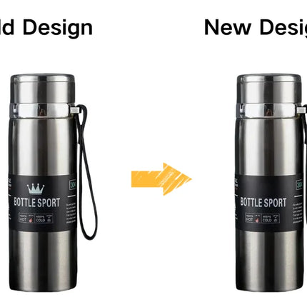 1L Portable Stainless Steel Thermal Bottle - Vacuum Insulated Thermos Keep Cold and Hot, for Water, Tea & Coffee Home Office Use