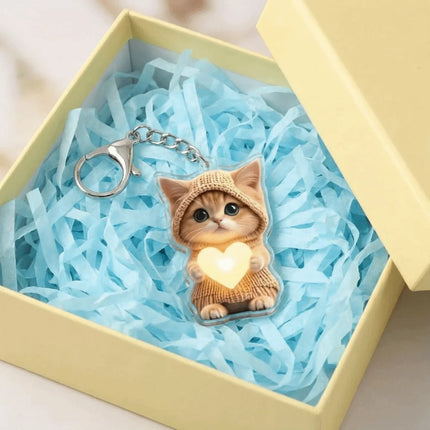 Keyring Mini Cat Acrylic Pendant 2D Cute Cat Keychain Decoration Hedgehog Hanging Ornament Jewelry Gift