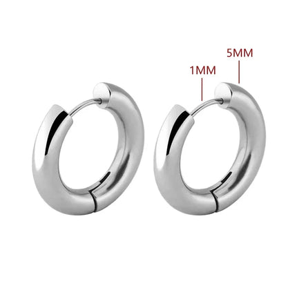 2pc Stainless Steel Small Hoop Earrings Punk Hip Hop Circle Round Huggie Hoop Earrings for Women Men Ear Ring Ear Bone Buckle