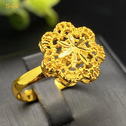 ANIID Indian 24k Gold Color Flower Shape Necklace Earrings Bracelet Ring Set Elegant Bridal Wedding Jewelry Sets for Dubai Lady