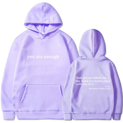 2025 Trendy You are enough Hoodie Men's and Women's Pullover Retro Hoodie Street Hip Hop Unisex Hot Selling Women's Hoodie Top