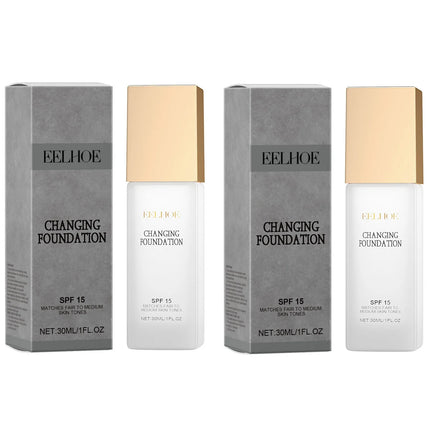 Colour Changing Foundation, Spf 15 Full Coverage Waterproof Makeup of The Face Brightening Mature Skin Foundation Cosmetics