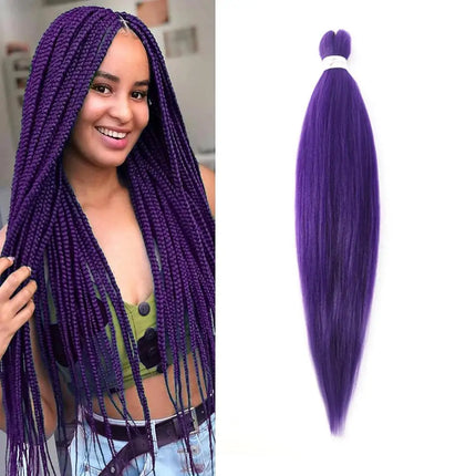 26inch Pre Stretched Easy Braid Hair Synthetic Ombre Jumbo Braiding Hair Extension Braid Hair Pink Purple African Woman