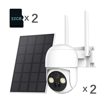 XVIM 2-Pack 5MP Solar-Powered Wireless Outdoor Security Camera IP65 Waterproof 360° Pan/Tilt Full-Color Night Vision 2-Way Audio