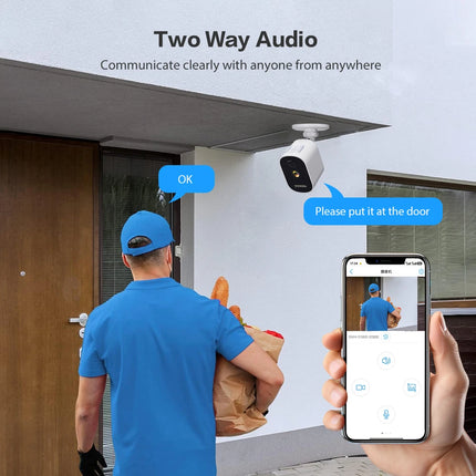 2K 3MP FHD WIFI Battery Camera built-in 2*18650 Battery Color Night Vision Magnetic Base Two Way Audio Security Camera