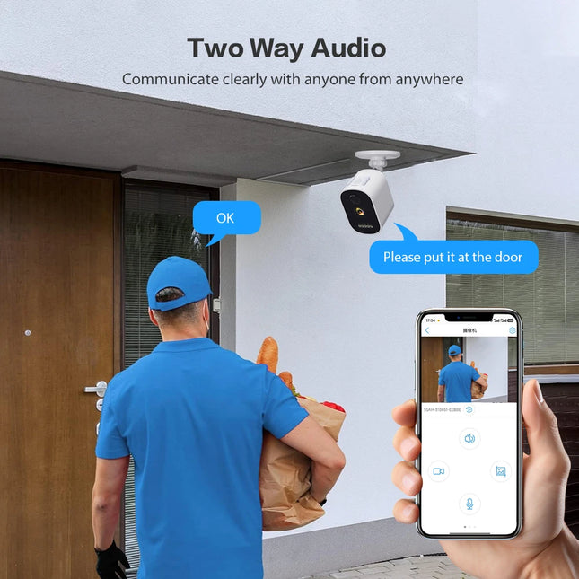 2K 3MP FHD WIFI Battery Camera built-in 2*18650 Battery Color Night Vision Magnetic Base Two Way Audio Security Camera