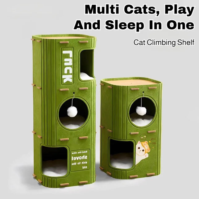 Multi-Layer Cat Nest Cat Climbing Frame Integrated Enclosed Secure Cat Sleeping Nest Scratch-Resistant Wear-Resistant Four-Season