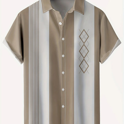 New Hawaii Men's Vintage Shirts Casual Breathable Short Sleeve Tops Beach Party Plaid Tops Short Sleeve Men's Clothing