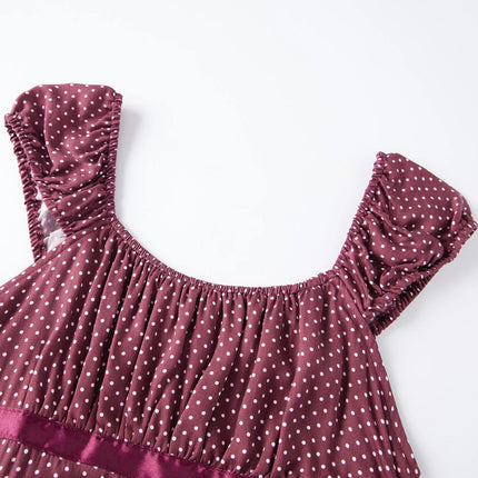 Women Summer Fairy Grunge Y2k Babydoll Shirts Cap Sleeve Micro Polka Dot Tie Back Flowy Slim T-shirts Tops Preppy Clothes