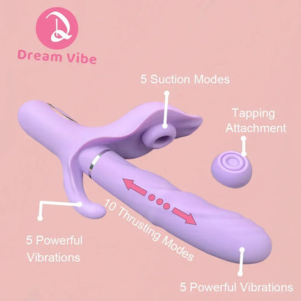 Luna Bloom Multi-funciton Rabbit Vibrator Triple Stimulator Clit G-Spot Anal New Big Erotic Sex Toy Women Pleasure Penetration