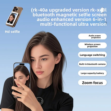 Vlog Selfie Monitor Screen,Wireless 4K/1080p Back Camera Monitor for iPhone & Android, Built-in Speaker for YouTube TikTok Live