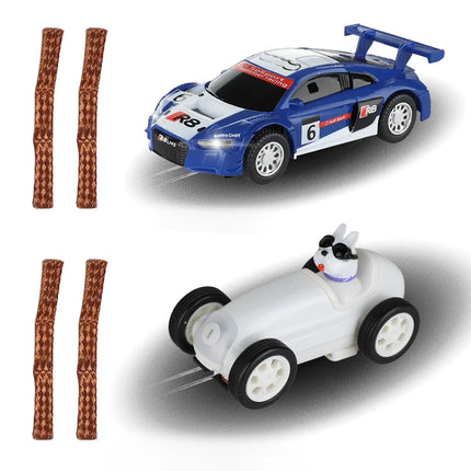 2pcs Slot Car 1/64 Scale Electric Racing High Speed Track Cars 1:64 with Lights Compatible Carrera Go Scalextric Toy