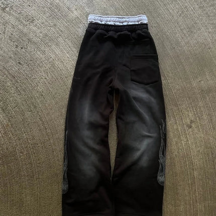 High Street Trendy Pants High Street Ins Trendy Brand Men's and Women's Loose Straight Tube Embroidered Printed Casual Pants
