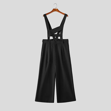 INCERUN Men's Jumpsuits Solid Color Sleeveless Casual Straps Rompers For Man Streetwear Loose 2026 Fashion Male Overalls S-5XL