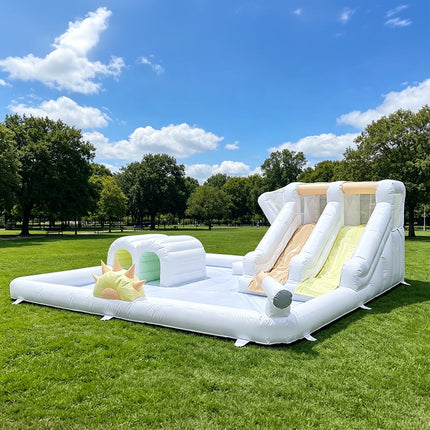 Inflatable Bounce House with Slide Pool Children Playhouse Inflatable Castle with Blower for Summer Party Outdoor Colorful Pool