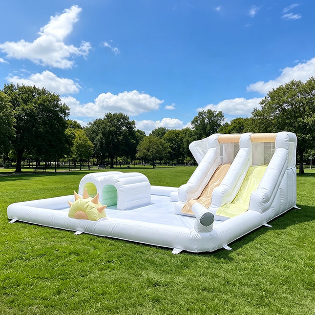 Inflatable Bounce House with Slide Pool Children Playhouse Inflatable Castle with Blower for Summer Party Outdoor Colorful Pool
