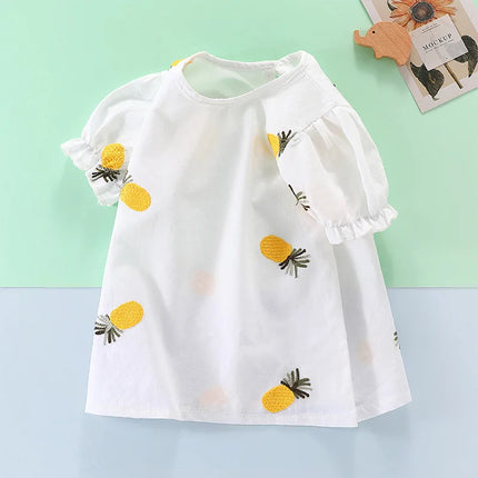 Girls T-shirt Summer Dress Baby Girl Korean Version Half Sleeved Trendy Flower Bud Sleeve Children's Pure Cotton Bottom Top