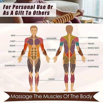 6 In 1 Wood Therapy Massage Tool Lymphatic Drainage Massager Anti Cellulite Fascia Massage Roller for Full Body Muscle relaxatio