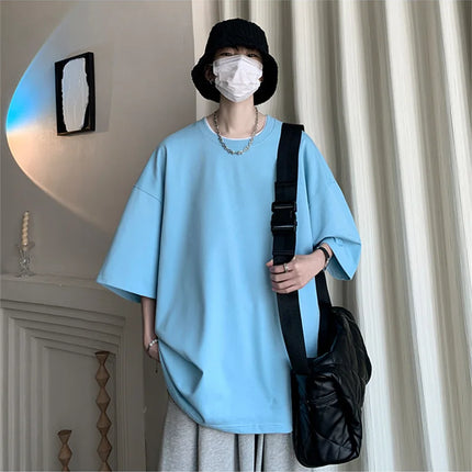 Men's Cotton T-shirts White Men's Oversized T-Shirt Solid Summer Casual Wear Tee Shirts Fashion for Men 5XL Male Clothes