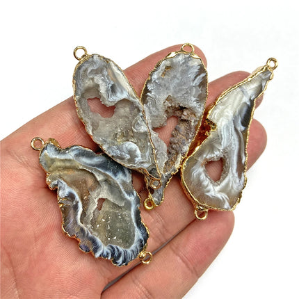 1pc Irregular Natural Stone Agate Druzy Connector Pendant Charms for Jewelry Making DIY Earring Necklace Accessory Jewellery