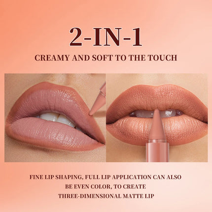 QIBEST Tapered Gradient Lip Liner Makeup Sets Matte Nude Brown Red Lipstick Waterproof Contouring Lipliner Lasting Makeup Kits