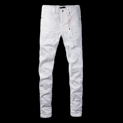 Spring New Men's White Skinny Jeans High Quality Slim Fit Trousers Streetwear Hip Hop Style Casual Fashion Stretch Denim Pants