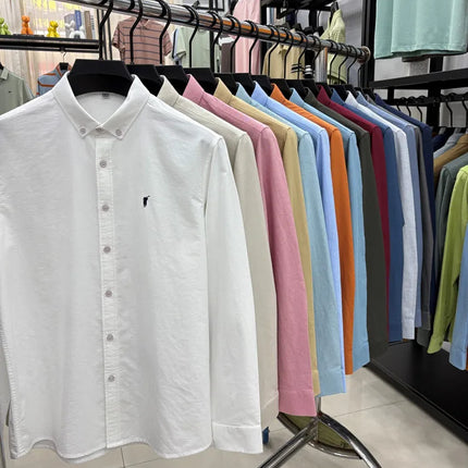 100% Cotton Corduroy Shirt - Green Long Sleeve M-4XL - Spring Autumn Slim Fit Candy Color Collection
