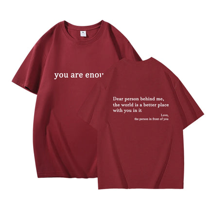 Hot New Youth Men's and Women's Round Neck Letter Printed Short Sleeved Casual Versatile Couple Outfit Pure Cotton T-shirt Top