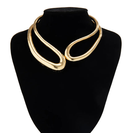 DIEZI Steampunk Irregular Clavicle Torques Necklace For Women Punk Gold Silver Color Statement Chokers Necklace Gift Jewelry