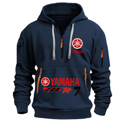 Yamaha Logo Men's Racing Casual Sport Hoodie - Size EU, Spring/Autumn Style, Long Sleeve, Multiple Pockets, Drawstring Design