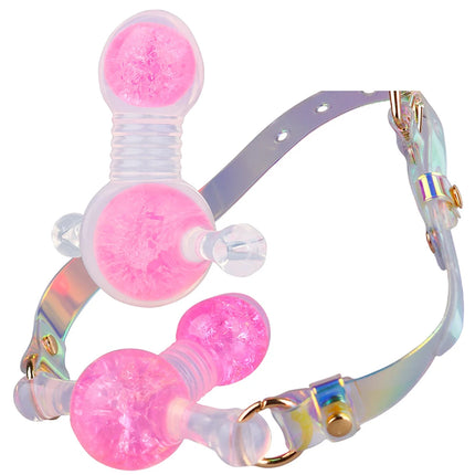 LEZEE Silicone Mouth Gag Breathable Open Oral Gags Women Roleplay Restraint Belt BDSM Ball Gag Adults Game Sex Toys For Women
