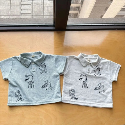 Kids Shirts 2026 Summer Spring Shirt for 1-10 Years New Girls Boys Short-sleeved Blouses Cartoon Baby Fashion Tops