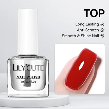 LILYCUTE 7ml Water-based Nail Polish Red Glitter Sequins Long Lasting Quick Drying No Need of Lamp to Cure Vernis for Nails