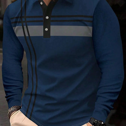 The 2025 Spring and Autumn new men's POLO skin-friendly soft shirt is a casual and fashionable men's wear with striped prints