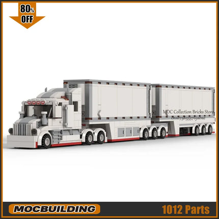 City Refrigerated B-Double Car Moc Building Blocks Technical Bricks Modular Gifts Toys For Children DIY Assembly Sets Model