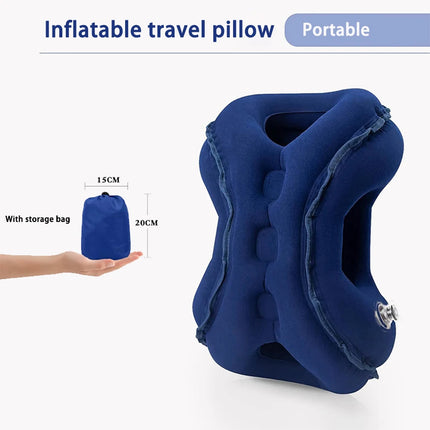 Travel Pillow, Inflatable Neck Pillow Used for Airplanes/Cars/Buses/Trains/Office Napping with Eye Mask/Earplugs
