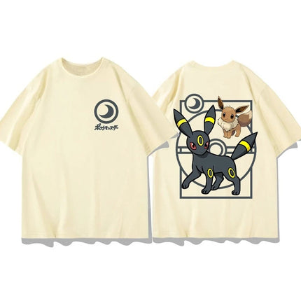2026 Summer Pokemon Gengar Evolution Double Sided Print T-Shirt, 100% Cotton Loose Oversized Couple & Family Tee & Sports