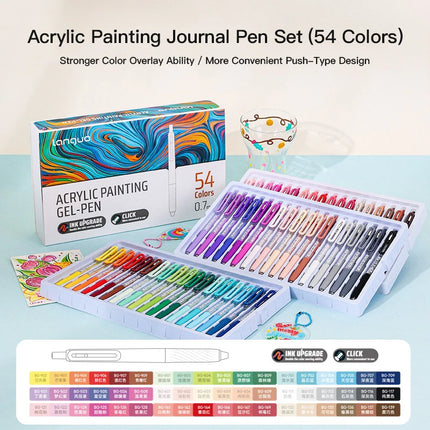 Languo Acrylic Painting Gel Pen Set 36/90 Colors Retractable 0.7mm Handbook Pen Multi-Color Student Writing Drawing Marker Pens