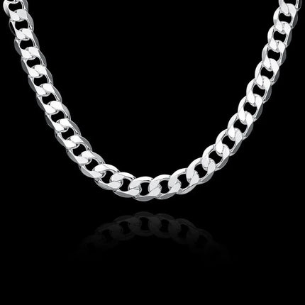 925 sterling Silver necklace for men classic 12MM chain 18-30 inch fine Fashion brand jewelry party wedding gifts Fast Ship