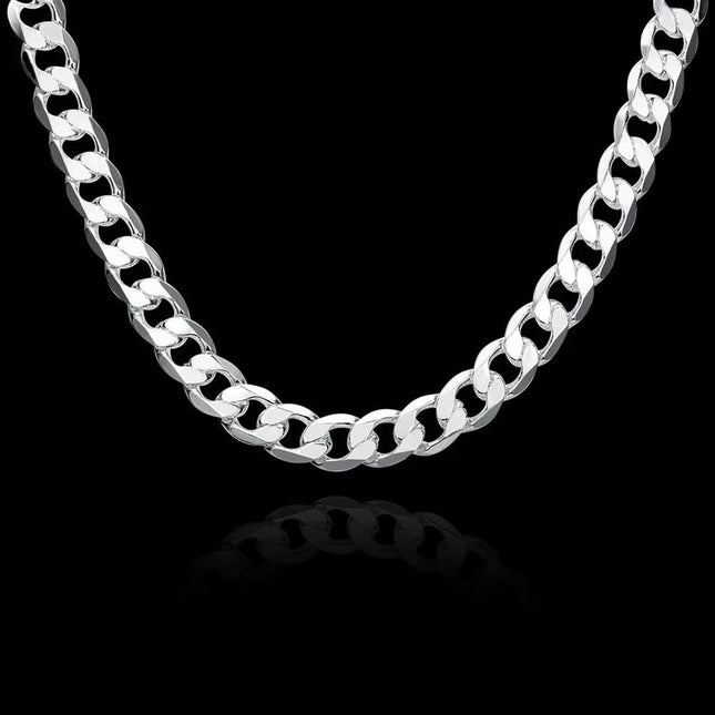 925 sterling Silver necklace for men classic 12MM chain 18-30 inch fine Fashion brand jewelry party wedding gifts Fast Ship