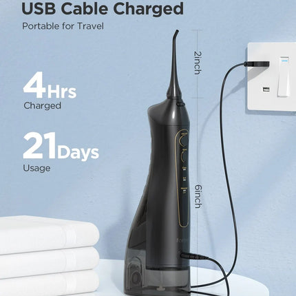Fairywill Electric Portable Dental Water Flosser Oral Irrigator USB Rechargeable Waterproof 3 Modes Jet Tooth Pick 7Tips Cleaner