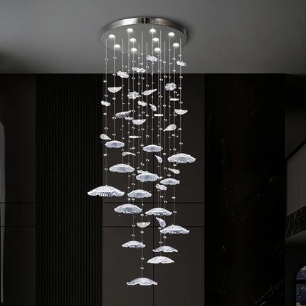 Duplex Loft Glass Ceiling Hanging Lamp Stair Chandelier Nordic Minimalist Long Staircase Chandelier Pendant Light Lighting