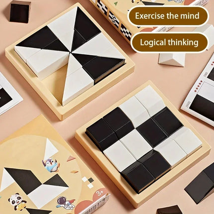 120 Level Black and White Hidden Building Block Kids Enhances Logic and Spatial Reasoning Parent-child Interactive Tabletop Game