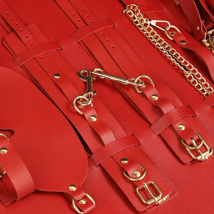 BDSM Genuine Leather Bondage Toy Set Handcuffs Ankle Cuffs Whips Collars Mouth Gag SP Sex Toy Punishment Flirt For Women SM Set