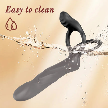 Double Penetration Vibrator for Men with Vibrating Cock Ring Strap on Penis Vagina Massage G Spot Dildo Sex Toys for Couples 18+